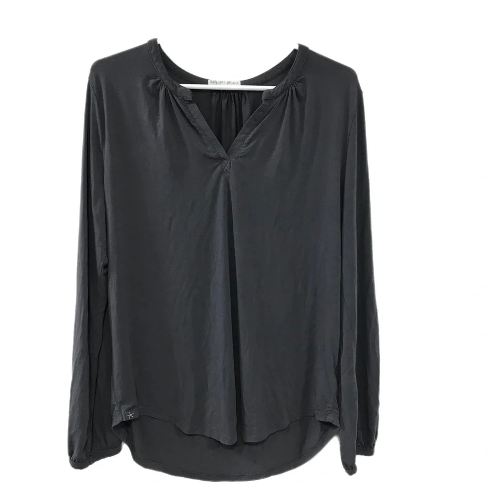 Barefoot Dreams Gray Luxe Milk Jersey Namaste Top - Picture 2 of 7